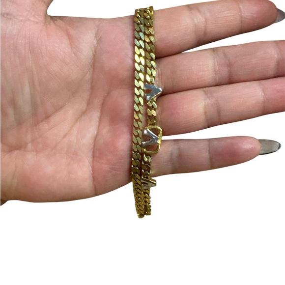 Gold plated with a touch of Silver Valentino Link necklace Elegant Design - Picture 1 of 3